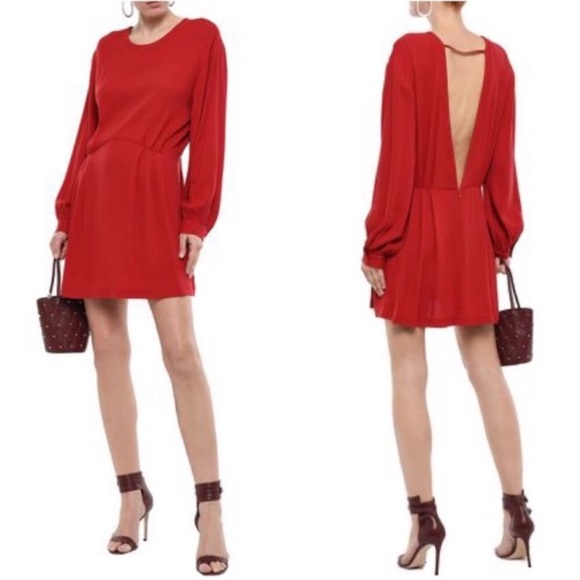 IRO Broken Open Back Relax Long Sleeve Red Mini Dress size 36/US 4 - Picture 1 of 16